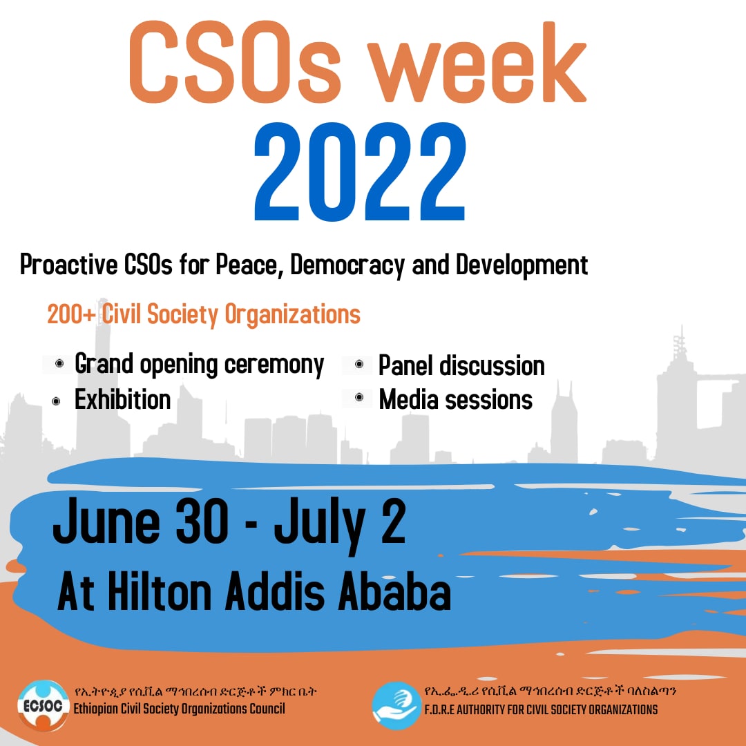 Eth_CSO_Council's tweet photo. #ሲቪል_ማህበረሰብ_ድርጅቶች #ሰላም #ዲሞክራሲ #ልማት
#የሲቪል_ማህበረሰብ_ድርጅቶች_ሳምንት_2014

#CSOs #Civil_Society #CSOs_Week_2022 #peace #democracy #development #Ethiopia 

https://t.co/421t5io1Bs

https://t.co/m00COM7CKO https://t.co/VZZp3YQ8F7