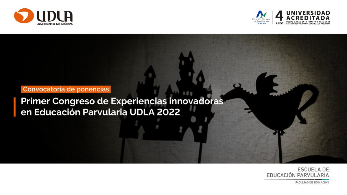 📚Invitamos a ser parte del “Primer Congreso de Experiencias Innovadoras en Educación Parvularia”, organizado por la Escuela de Educación Parvularia. 
📲Información e inscripción en el siguiente enlace: bit.ly/3NTIDgR
#UDLA #UDLAChile #educacion