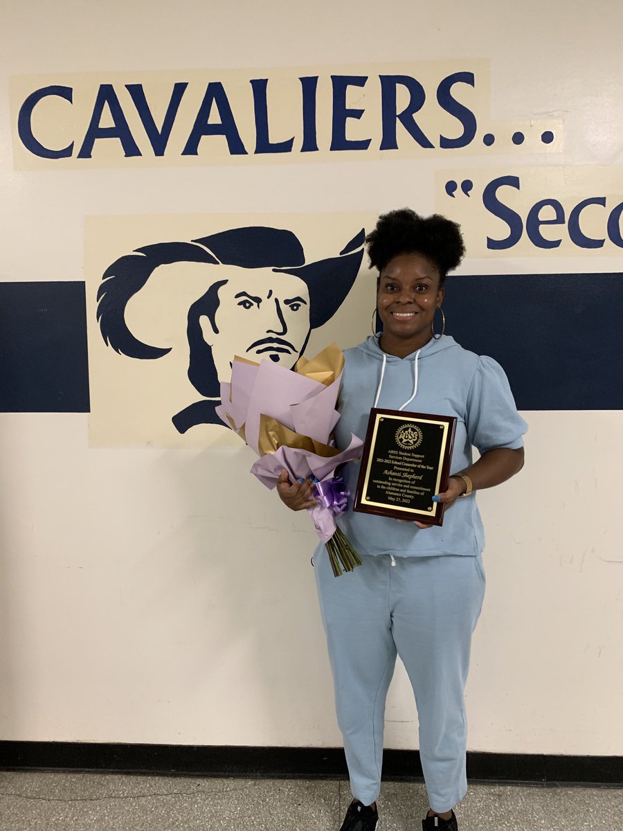 Congratulations to the ⁦<a href="/ABSSPublic/">Alamance-Burlington School System</a>⁩ School Counselor of the Year, ⁦<a href="/CummingsCavs/">Hugh M. Cummings, III High School</a>⁩ very own Ashanti Shepherd!