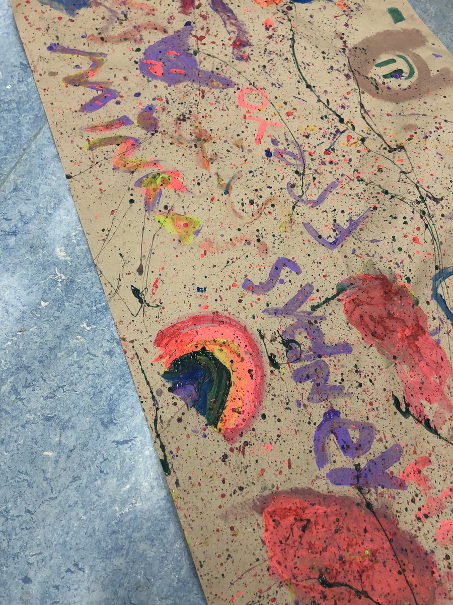 MsLaurenMax's tweet photo. To celebrate #PrideMonth, we put #rainbow tinsel in our hair and did some collaborative painting! https://t.co/AAkSDrlKpU