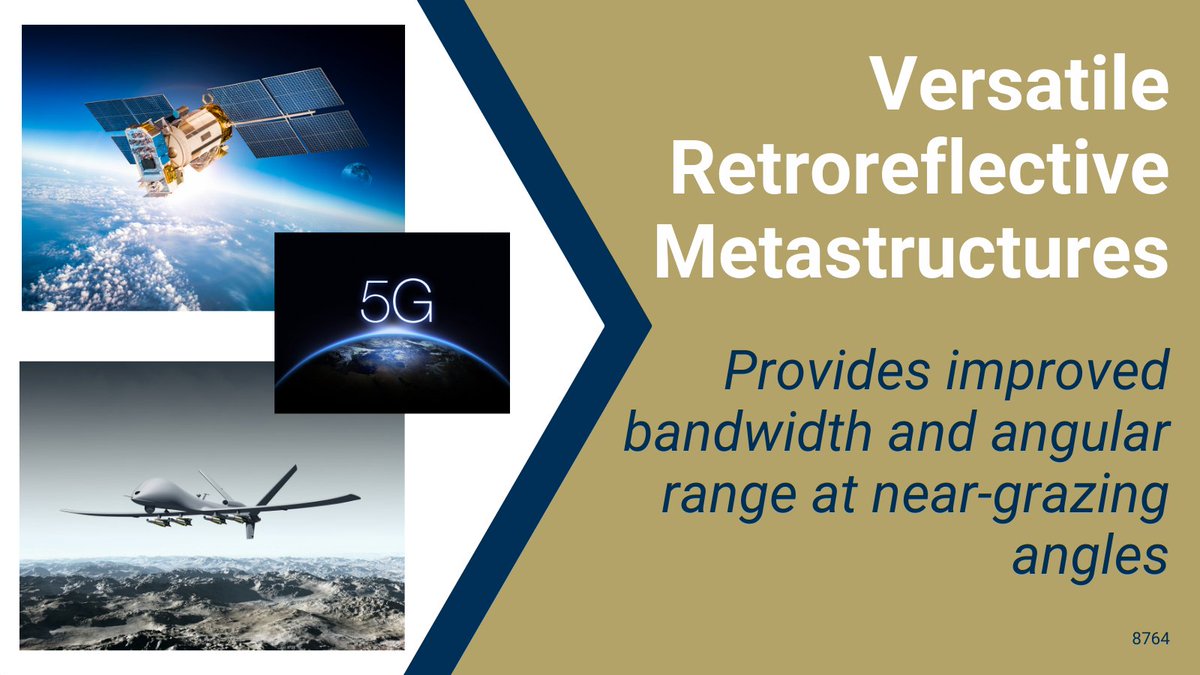 fuentek's tweet photo. #GeorgiaTech tech for license: Versatile #metastructures increase retroreflective bandwidth & angular range for civilian and military applications, including #RFID, optical tagging, and #smartsurfaces for #5G. https://t.co/c64z7twJbt @GaTechOTL https://t.co/HRgmTV0Ktw