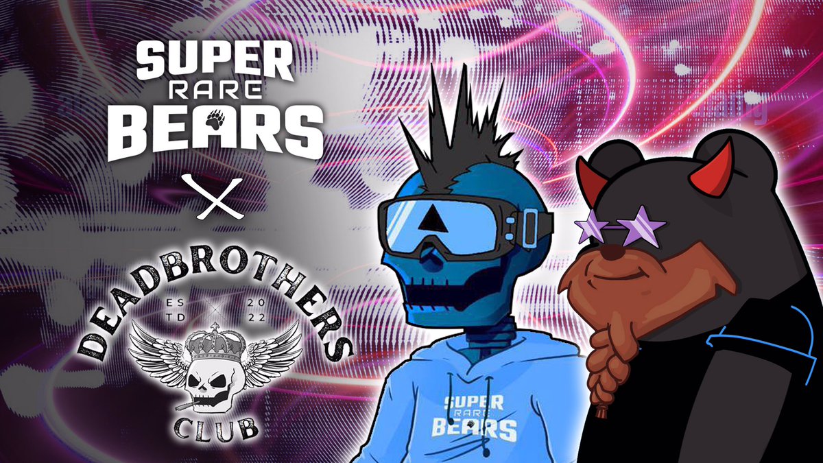 SuperRareBears $RARE $HYPE #MultiversX #Solana (@superrare_bears) on Twitter photo #SuperRareBears, we are super proud to announce an official Partnership with <a href="/dbrothersclub/">DeadBrothers💀</a> & will be supporting their new collection
Dead Brothers Dawn, which will feature 475 #SRB brothers.
Let's look at the benefits for 🐻 holders 👇
$eGLD #NFT #SuperRareBears, we are super proud to announce an official Partnership with <a href="/dbrothersclub/">DeadBrothers💀</a> & will be supporting their new collection
Dead Brothers Dawn, which will feature 475 #SRB brothers.
Let's look at the benefits for 🐻 holders 👇
$eGLD #NFT