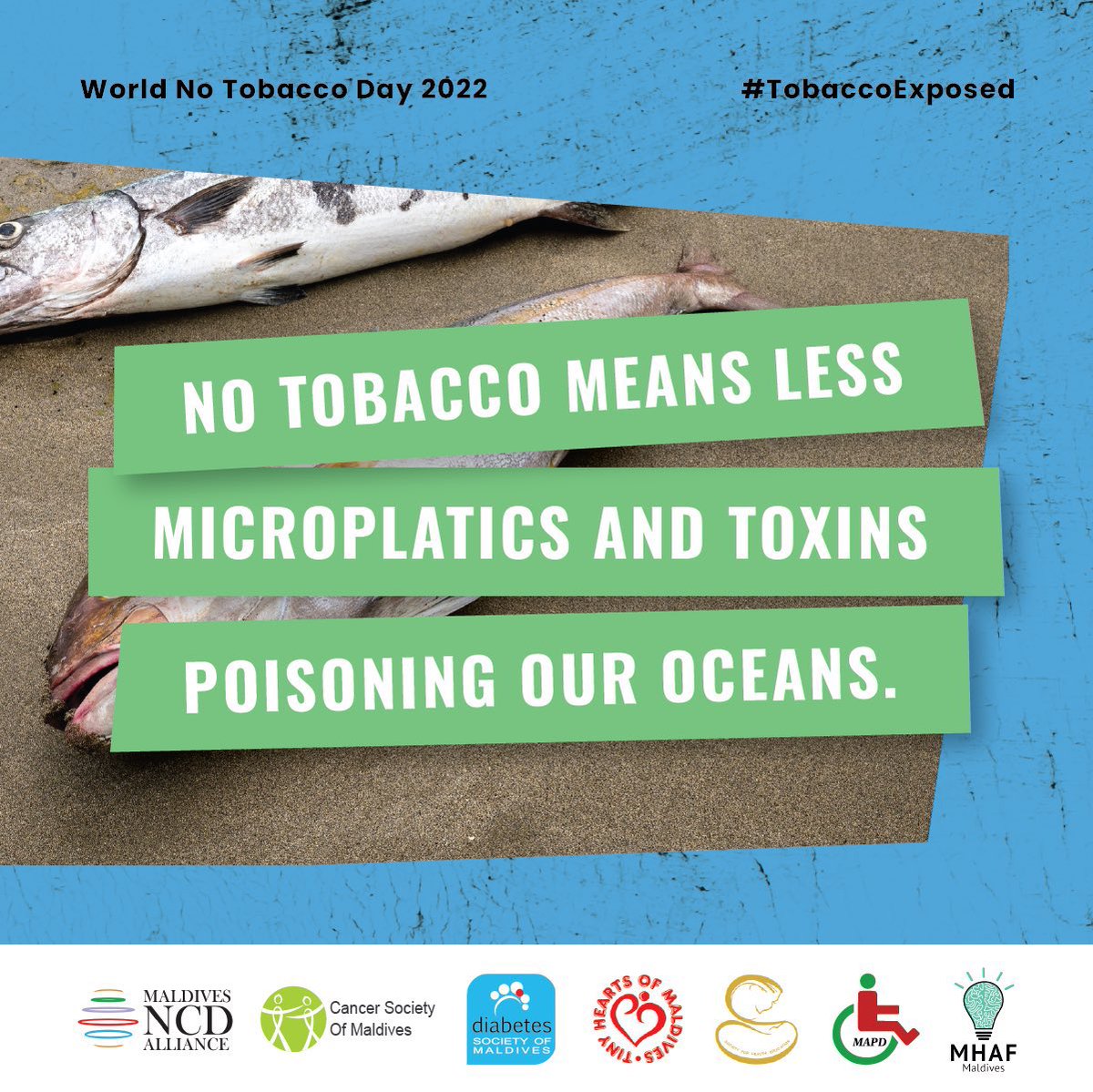 Tobacco poisons our oceans:
👎 beaches are littered with millions of cigarette butts.
#NoTobacco means less microplastic & toxins in our oceans.
 
#TobaccoExposed🚭 #WNTD2022