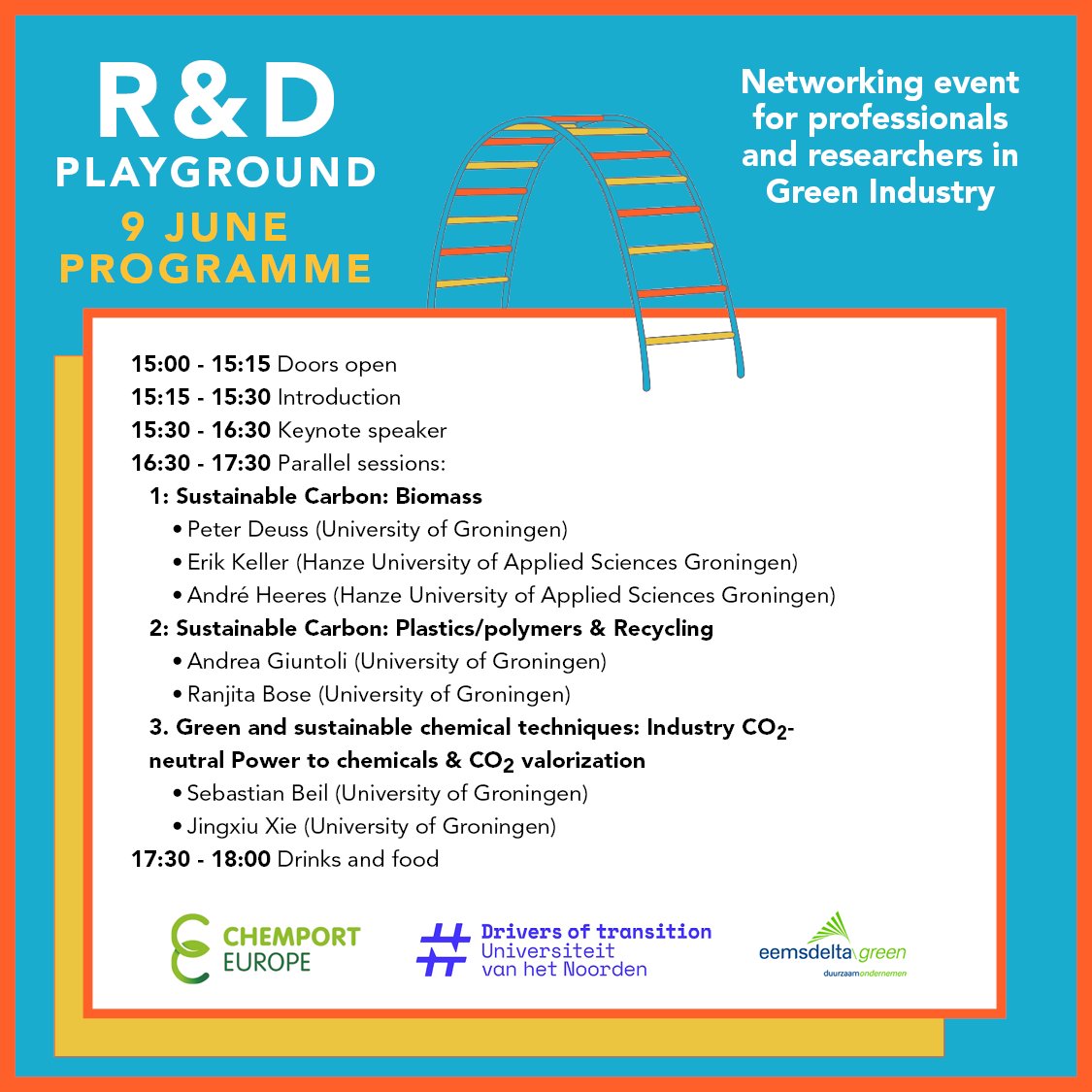 INVITATION: network event Green Industry. Business meets R&amp;D. This R&amp;D Playground will take place from 3.00 p.m. - 5.30 p.m. at the FC Groningen Euroborg stadium at the Boumaboulevard 41 in Groningen. Sign up here: bit.ly/3mbd0DE