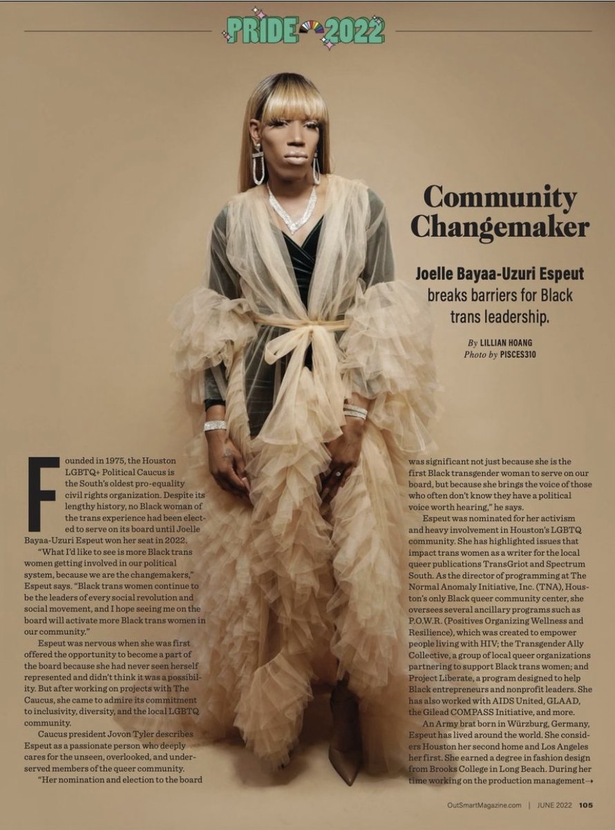_NormalAnomaly's tweet image. @urmans1stchoice out here doing THEE THINGS!!!!
Thank you to @outsmarthouston for this write-up on our girl, who will always be our first choice!  
🏳️‍🌈🏳️‍🌈🏳️‍🌈🏳️‍🌈🏳️‍🌈
#OutsmartMagazine #HappyPride #PrideMonth 
#TheNormalAnomaly #BQplus #blacktranswomen #transgender