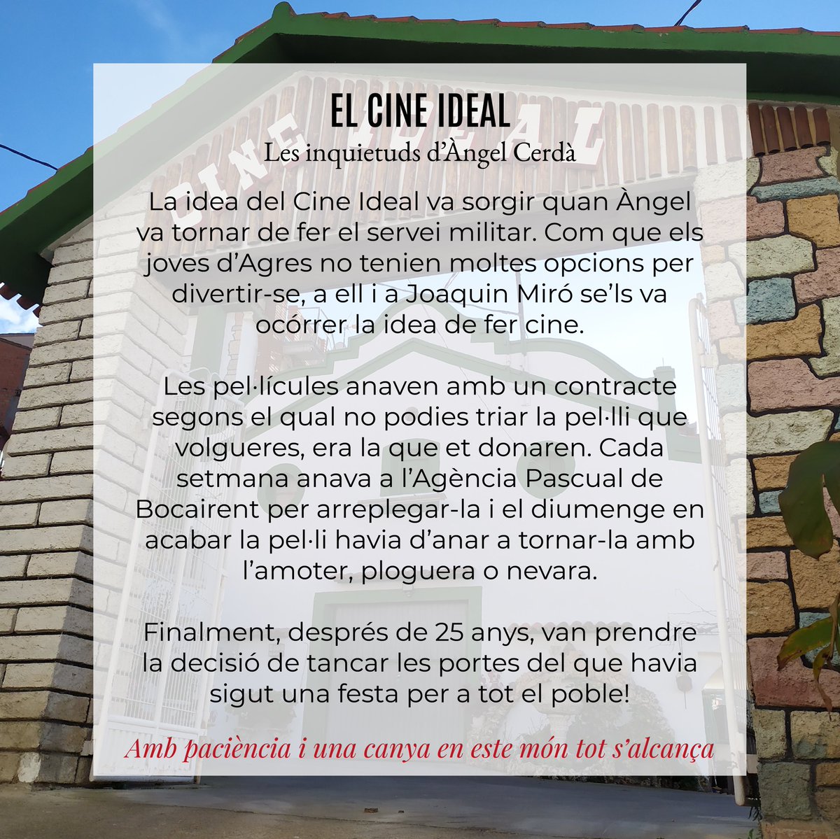 lagresana's tweet photo. Sabies que Agres va tindre un cine? 😲 El seu edifici encara es conserva. 🎥 Pots llegir l'article complet a https://t.co/52fPpXo471 https://t.co/Yxpsfe4phF