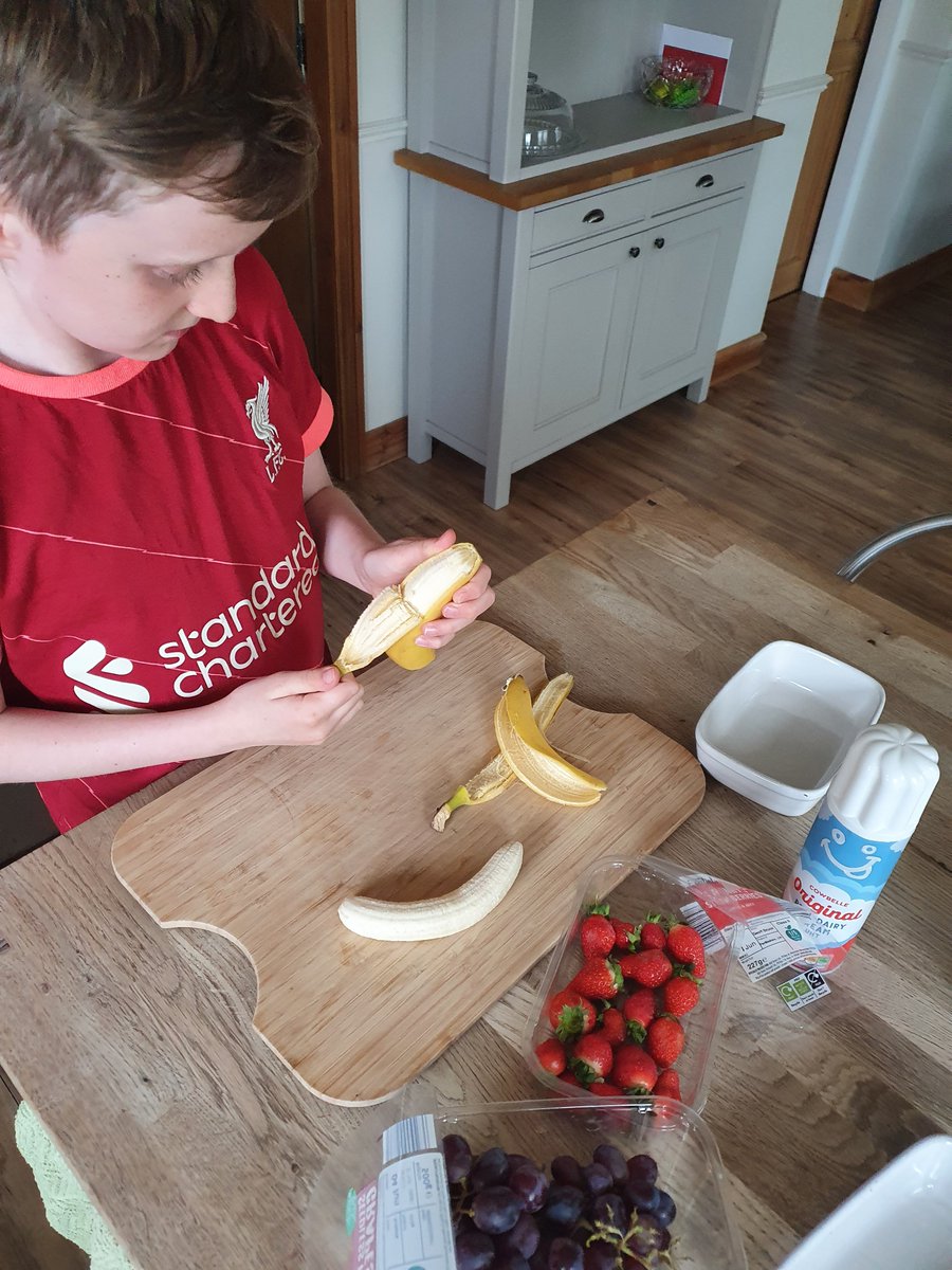 KimCroft's tweet photo. Logan had to postpone his American dessert as we were all too full yesterday but his Banana Split was definitely worth the wait!!🍌🍨 😋 He has absolutely loved this homework (and we enjoyed it too!!) @OPALG_6H2122 @OPA_LG 👨‍🍳 https://t.co/p7VFZ6Bvqc