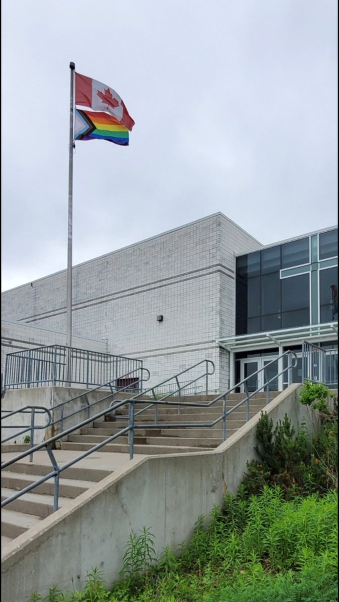 ArleneGodby1's tweet photo. So happy to see this pride flag flying! Grateful to everyone who worked hard to influence change &amp; make this a reality. Thank you @PVNCCDSB trustees for changing your mind. #equity #inclusionmatters #LGBTQcatholics 
#pridemonth2022 https://t.co/Cb5Qzl4BjY