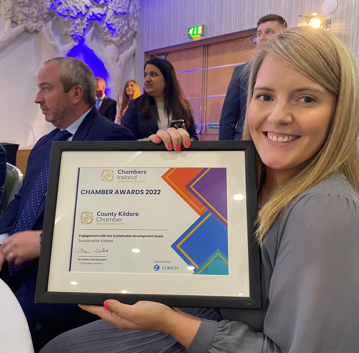 We were delighted to take home the ‘Engagement with the Sustainable Development Goals’ Award at this years <a href="/ChambersIreland/">Chambers Ireland</a> awards, sponsored by <a href="/Zurich_Irl/">Zurich Ireland🇮🇪</a> 🎉

Well done team @gapireland <a href="/ducky_eco/">Ducky</a> <a href="/Intel_IRL/">Intel Ireland</a> #SustainableKildare 🌳🌳