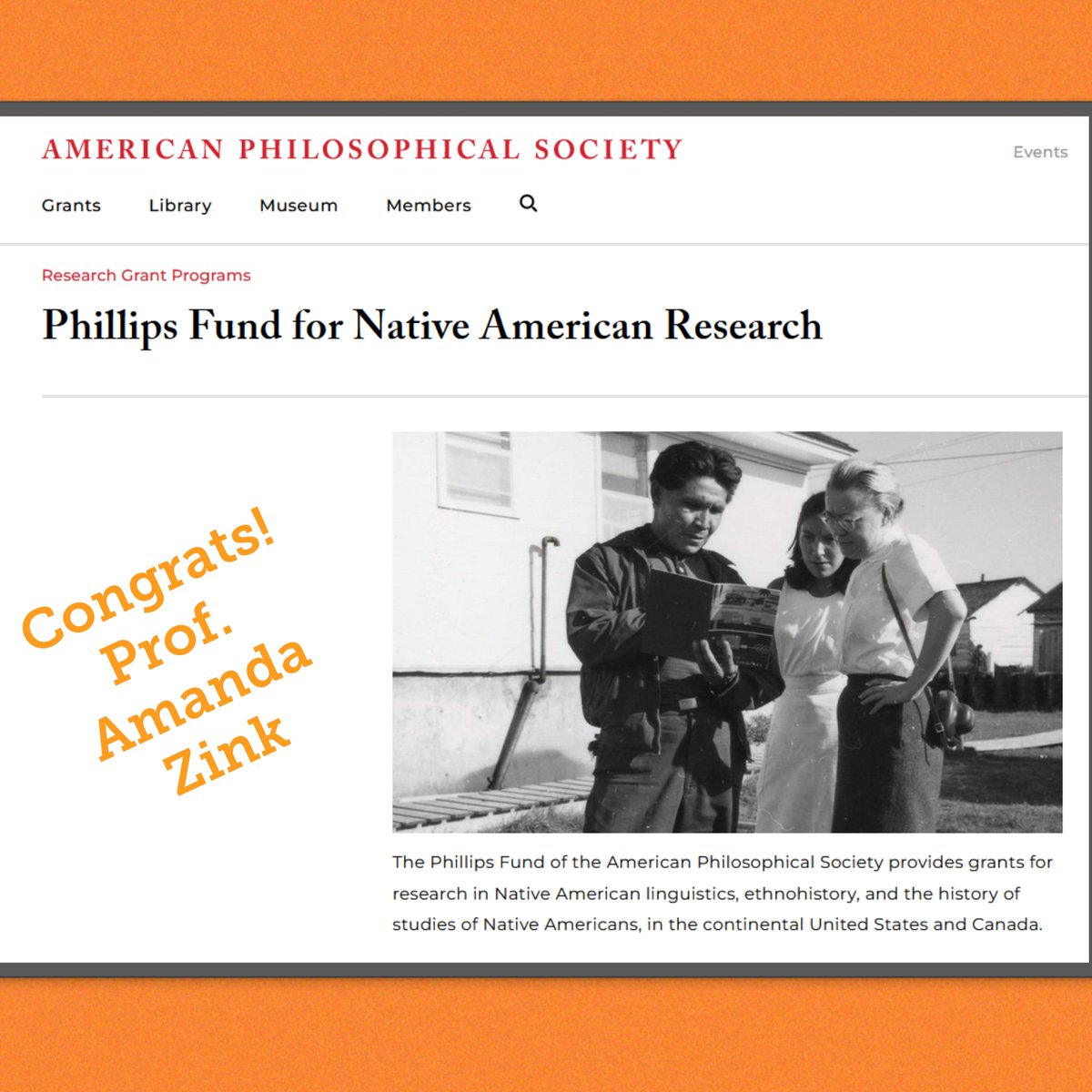 Congrats to Prof. Amanda Zink, who won a $3500 grant from the <a href="/AmPhilSociety/">Am Phil Society</a> Phillips Fund for Native American Research to support archival work on "In Their Own Words: Student Writing at the Chemawa Indian School." <a href="/IdahoHumanities/">Idaho Humanities Council</a> has also supported research on this volume.