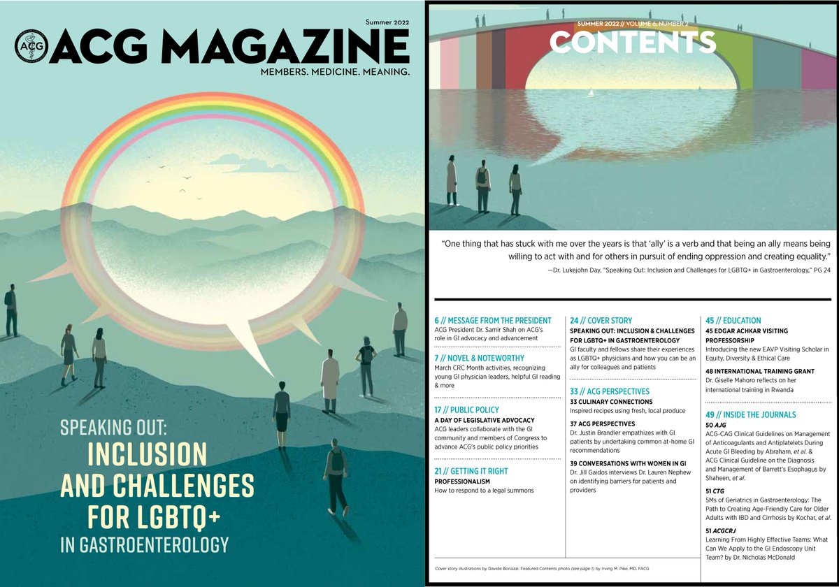 🏳️‍🌈NEW! in ACG Magazine — Speaking Out: Inclusion and Challenges for LGBTQ+ in Gastroenterology ➡️bit.ly/ACG-Mag-Summer… GI faculty and fellows share their experiences as LGBTQ+ physicians and how you can be an ally to colleagues and patients. #PrideMonth