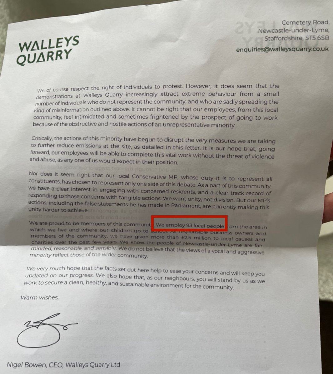 <a href="/fayedavies/">Dr Faye Davies</a> <a href="/KeeleUniversity/">Keele University 🐿️</a> <a href="/WalleysQ/">ReekIndustries</a> <a href="/EnvAgency/">Environment Agency</a> The claim “We employ 93 local people” doesn’t look so impressive when it is endangering the business interests of an establishment that employs or educates over 15,000 locally 🤔