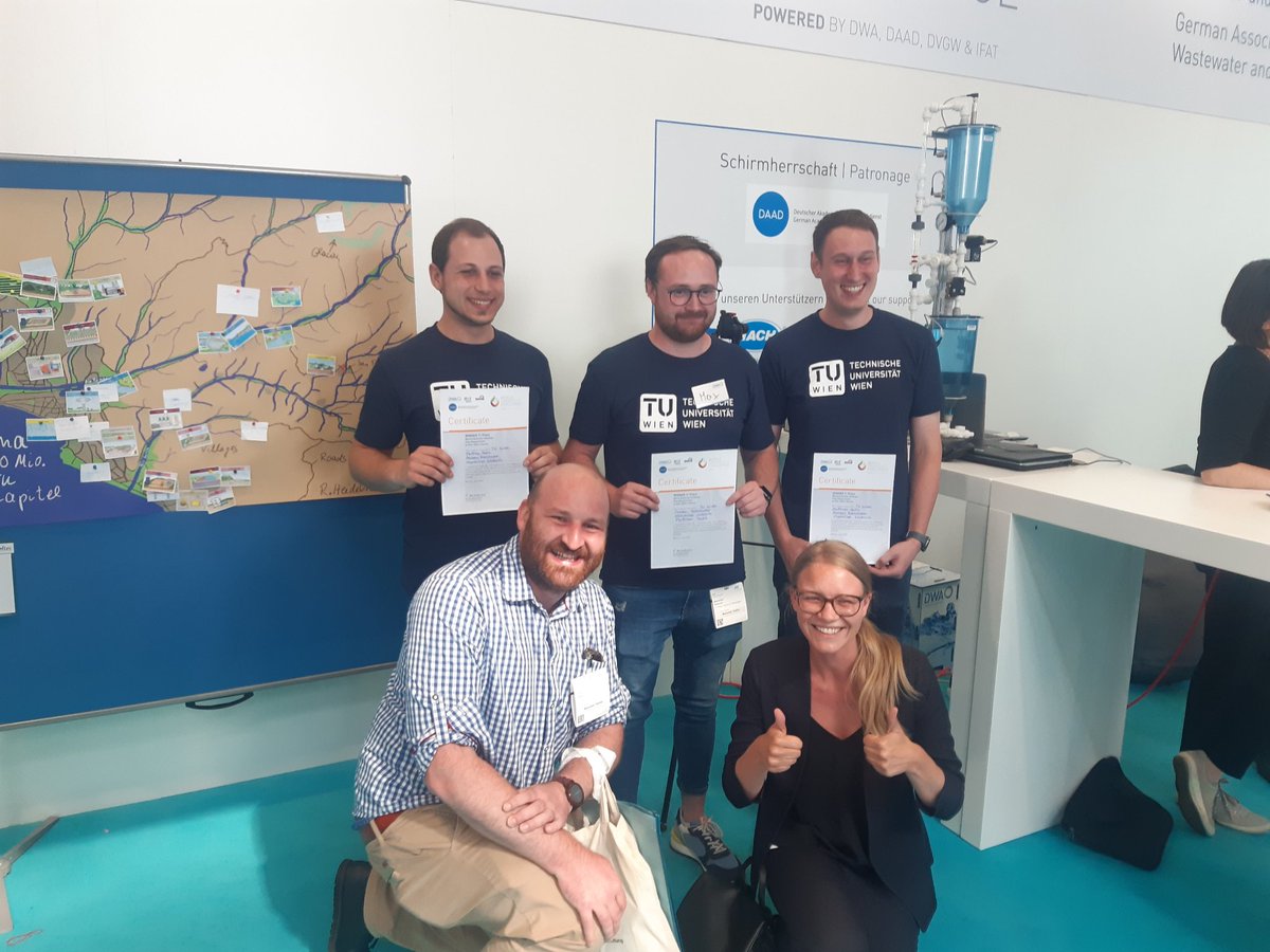 IWR_Water's tweet photo. Ooops we did it again! Our students Matthias Hainz, Andreas Ramsbacher and Max Wukovits just won the  world university challenge at #ifat2022 🥳 https://t.co/iwBZelUedV