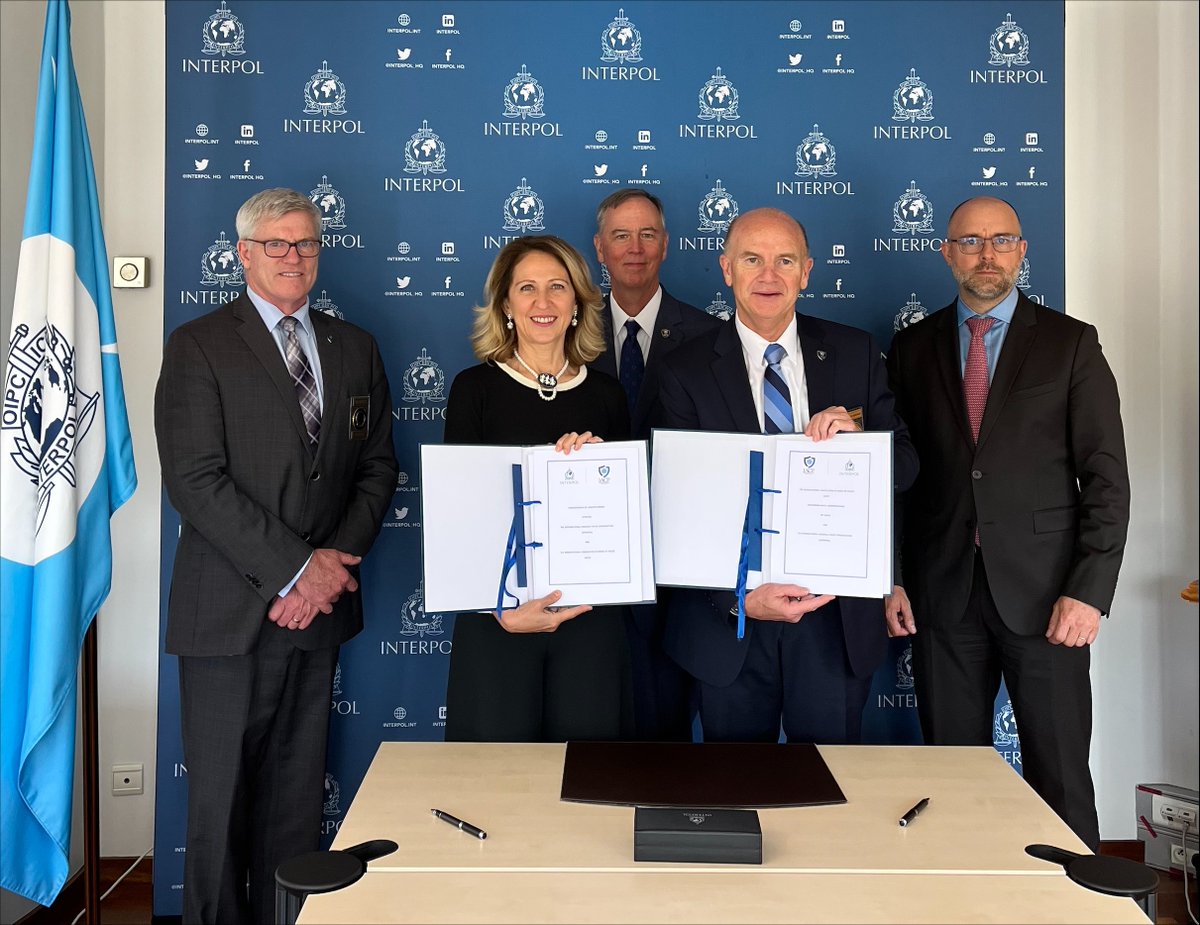 Today <a href="/TheIACP/">The IACP</a> President <a href="/dwight4iacp/">Dwight Henninger</a> and <a href="/INTERPOL_HQ/">INTERPOL</a> Executive Director Roraima Andriani signed an MoU to further enhance our organizations collaboration and partnership. We look forward to our continued engagement and cooperation.
