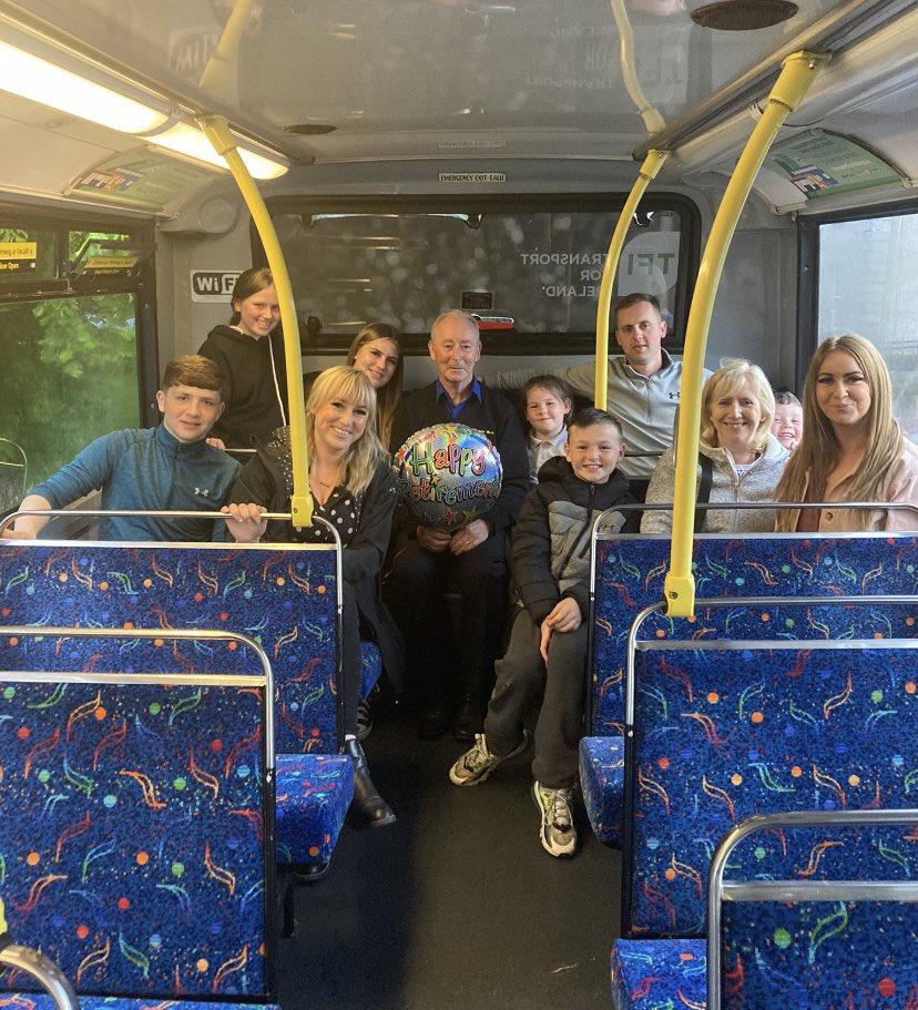 My Granda is retiring after 32 years on Dublin bus & my family went and joined him on his very last bus route today 😢 what a man ❤️