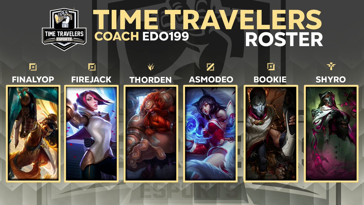 Time Travelers Esports (@_ttesports_) on Twitter photo Here it is the roster update for our team #TTEwin, competing in Italian #CircuitoTormenta2022 ๐ฅ๐ช
TOP: <a href="/Finalyop1/">Finalyop</a> ๐ฎ๐น
TOP: <a href="/FireJackTOP/">FireJack</a> ๐ฎ๐น
JGL: <a href="/Thorden_/">Thor Mรธldrup Peitersen</a> ๐ฉ๐ฐ
MID: <a href="/trollblanc4/">Asmodeo</a> ๐ฎ๐น
ADC: <a href="/Bookie_League/">Bookie</a> ๐ฎ๐น
SUPP: <a href="/GergelyJanda/">Gergely Janda</a> ๐ง๐ฌ
SUBS: <a href="/Laurus__lol/">Faiella Lorenzo</a> ๐ฎ๐น, <a href="/SKutraz/">Kรผtraz</a> ๐ฎ๐น
#TTEwin #itsourtime! Here it is the roster update for our team #TTEwin, competing in Italian #CircuitoTormenta2022 ๐ฅ๐ช
TOP: <a href="/Finalyop1/">Finalyop</a> ๐ฎ๐น
TOP: <a href="/FireJackTOP/">FireJack</a> ๐ฎ๐น
JGL: <a href="/Thorden_/">Thor Mรธldrup Peitersen</a> ๐ฉ๐ฐ
MID: <a href="/trollblanc4/">Asmodeo</a> ๐ฎ๐น
ADC: <a href="/Bookie_League/">Bookie</a> ๐ฎ๐น
SUPP: <a href="/GergelyJanda/">Gergely Janda</a> ๐ง๐ฌ
SUBS: <a href="/Laurus__lol/">Faiella Lorenzo</a> ๐ฎ๐น, <a href="/SKutraz/">Kรผtraz</a> ๐ฎ๐น
#TTEwin #itsourtime!