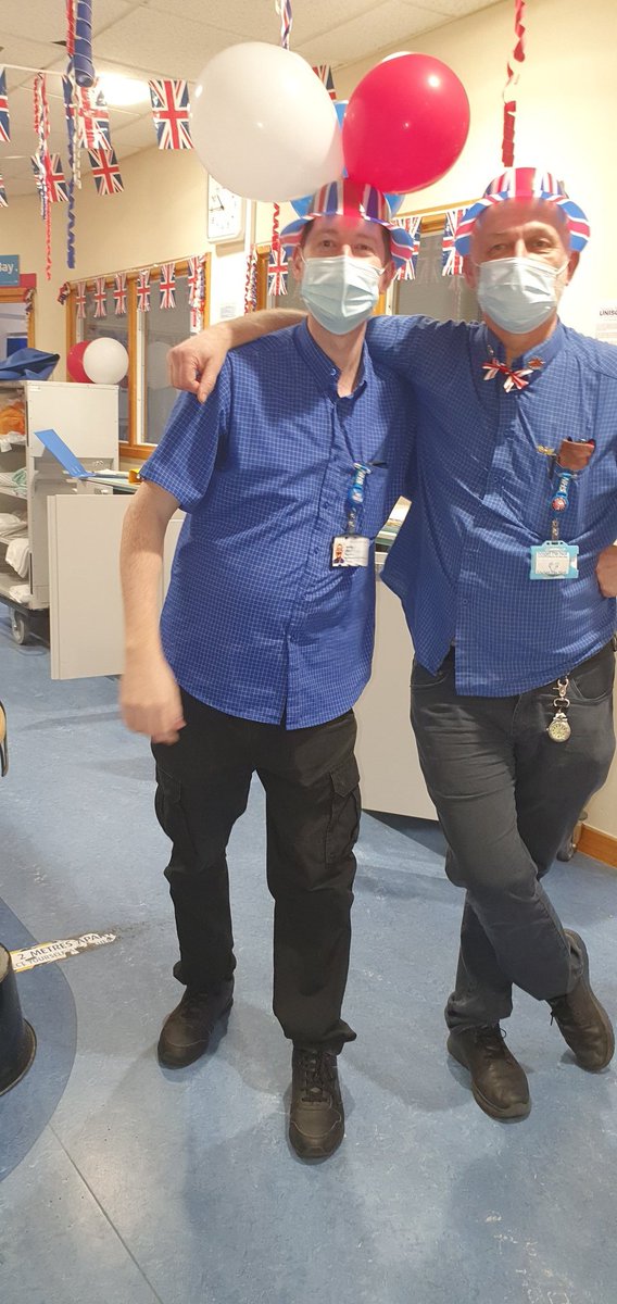 Lambtez66's tweet photo. @NorthMcrGH_NHS starting Jubilee celebrations with the porters @NorthMcrGH_NHS https://t.co/wDa78Fjq6v