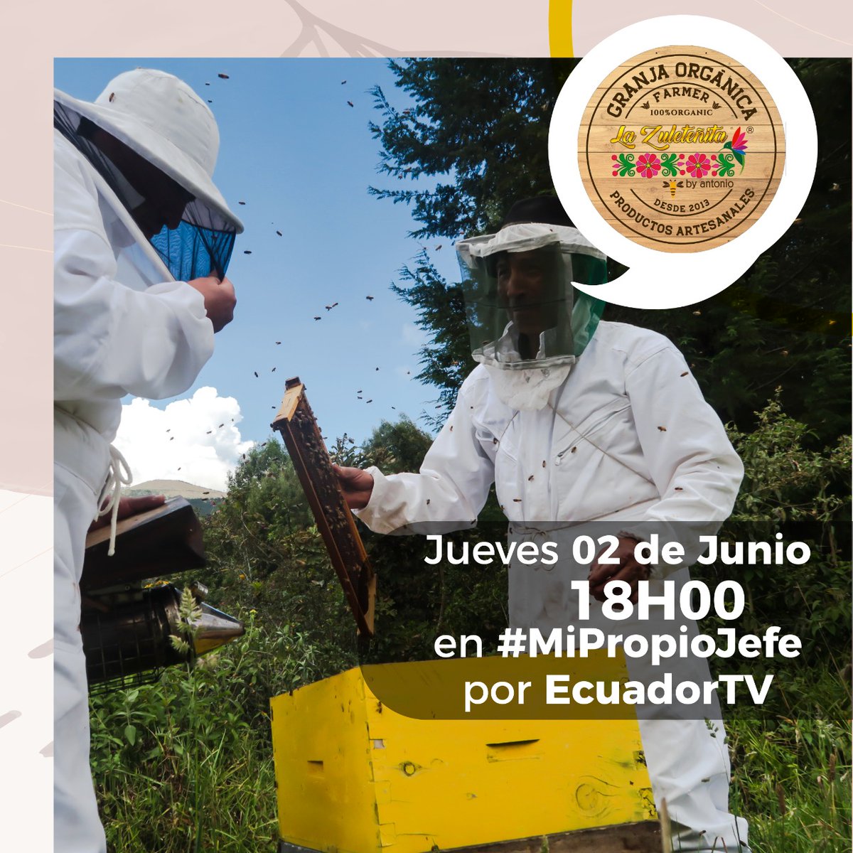 ciespal's tweet photo. En el marco del trabajo que realiza @PPDEcuador - @greencrowds y en el que apoya #CIESPAL y @CODESPA, los invitamos a conocer más sobre #LaZuleteñita y su producto: Miel de abeja y derivados
📌HOY 02 junio
⌚18h00
 @EcuadorTV 
Programa #MiPropioJefe

Contacto📲 098 817 1819 https://t.co/jbAHGz7xTu