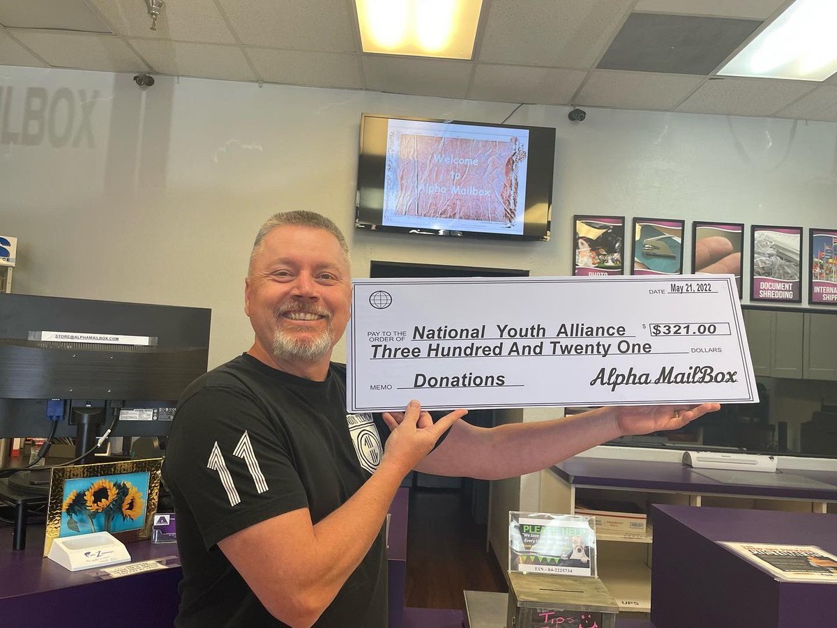 MailboxAlpha's tweet image. Thanks to our wonderful customers and community we have raised over $300 in donations so far for the National Youth Alliance. 

With continued support from our customers and community we hope to continue to help out local organizations to make our community a better place.