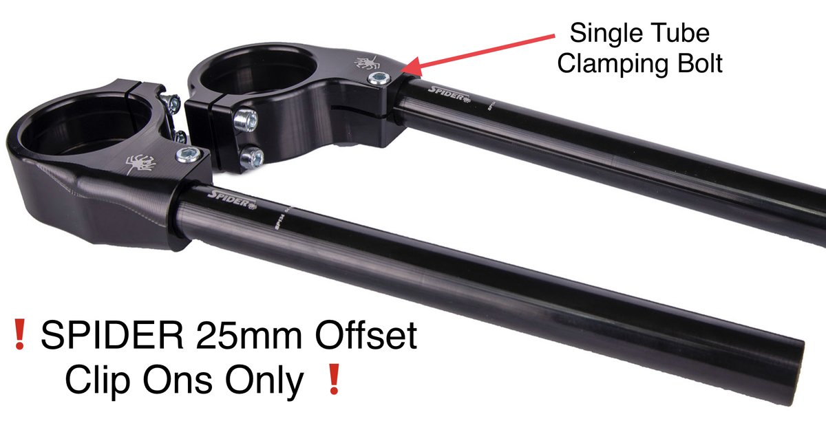 ❗️URGENT ANNOUNCEMENT❗️
Customers using SPIDER 25mm Clip On Handlebars [identified with single tube clamping bolt] please check handlebar tubes. 

As precaution we strongly recommended checking &amp; removal of old tube if present which we will replace/exchange for new version.