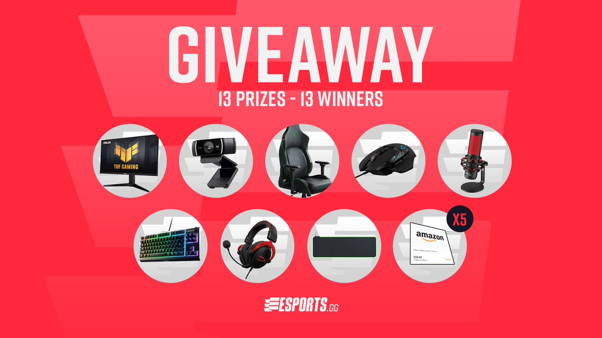 esports's tweet photo. MEGA GIVEAWAY in celebration of a new chapter 🚨 ($2K value - 13 winners)

To enter: 
💢 RT &amp; like this tweet
💢 Follow @esports &amp; @eFuse 
👇 Click the link below

Entries close 7/6 at 11:59pm ET.
https://t.co/Rt2p9kC26N https://t.co/CylGLPBlXV