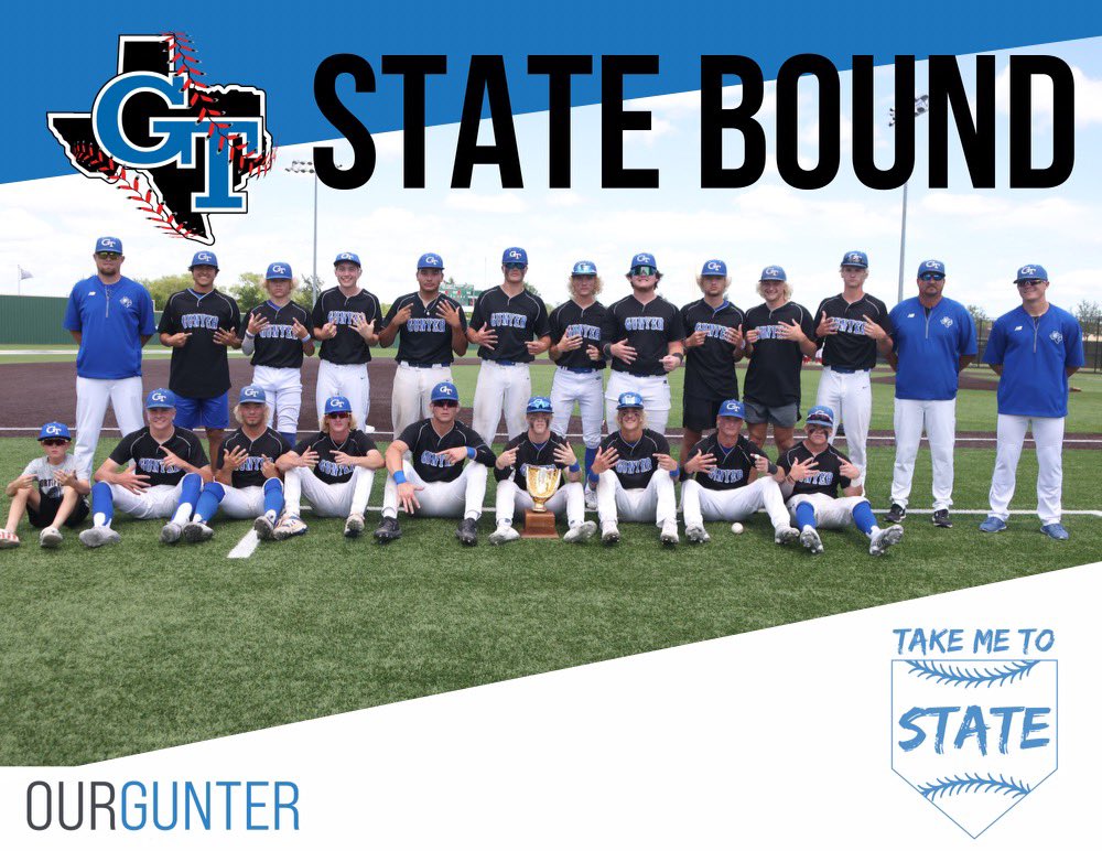 Final 4-1 Tigers are STATE BOUND!
<a href="/GunterBaseball/">Gunter Baseball</a> <a href="/Gunter_ISD/">Gunter ISD</a> <a href="/GunterHSTigers/">Gunter High School Tigers #TPW</a> <a href="/reedsports/">David Reed</a> <a href="/HunterSmithTV/">Hunter Smith</a> <a href="/kinseyleetv/">Kinsey Lee</a>