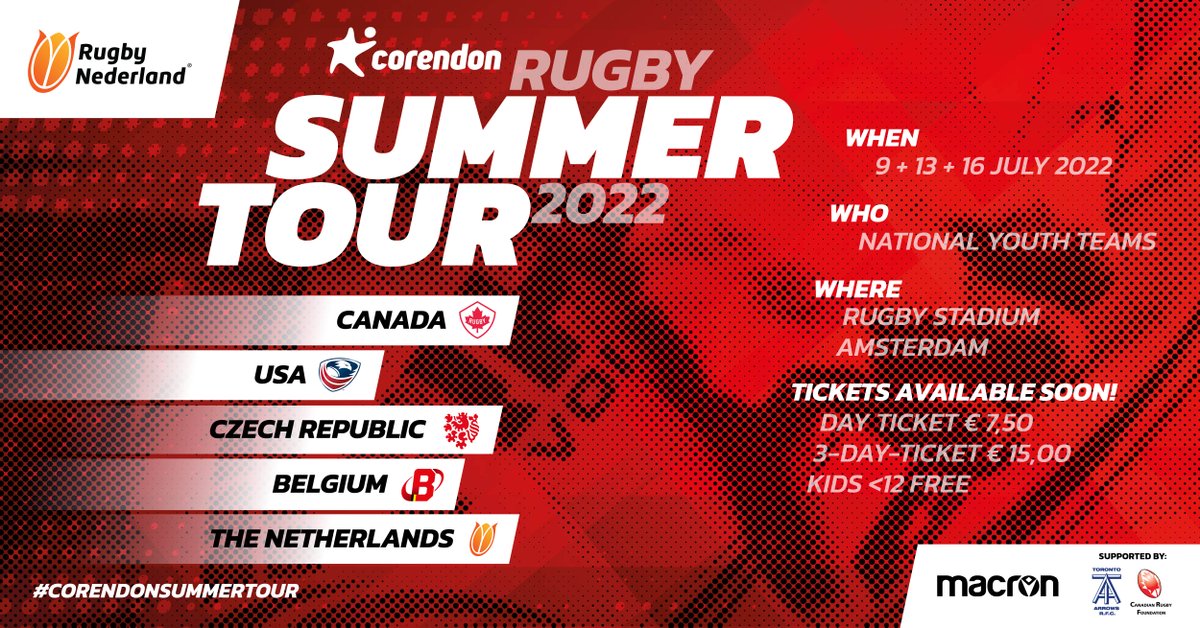 RugbyCanada's tweet photo. Canada’s U18s Men’s team is set to take part in the Corendon Rugby Summer Tour in the Netherlands this July. Head Coach Cory Hector has confirmed his 27-man squad for the event, hosted by Rugby Netherlands.

Read more ▶️ https://t.co/yfpDWIlfg5

#RugbyCA https://t.co/spHcUPLq1k
