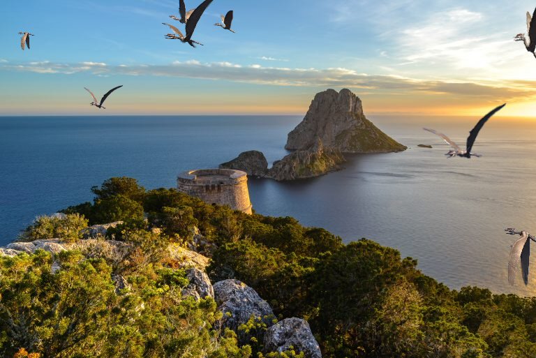 EricthePoet75's tweet image. @Dinotracker #UpdateTonight A flock of Dsungaripterus  flying over the sunkissed Mediterranean 'party' isle of Ibiza
