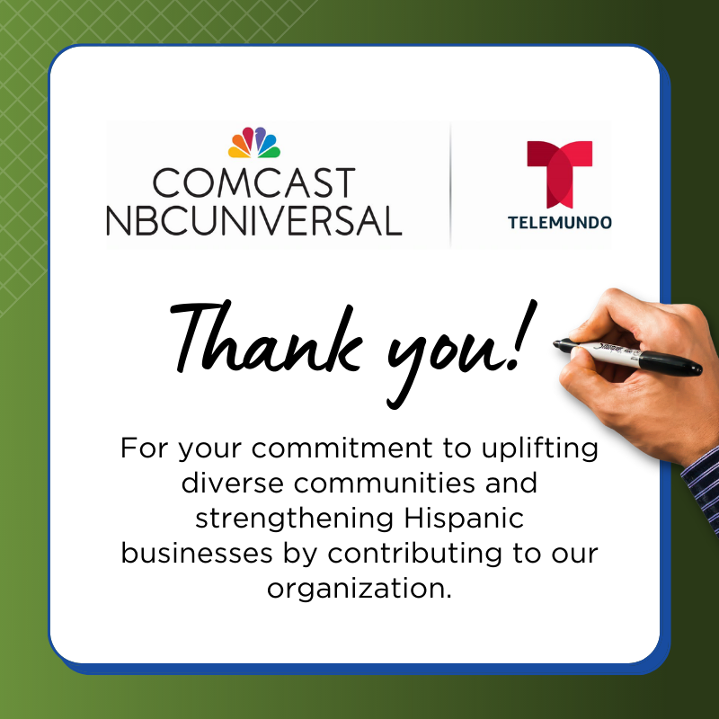 ProsperaUSA's tweet photo. #ThankfulThursday - 🤗 Thank you! @comcastuniversal @comcast @telemundo for your commitment to uplifting diverse communities and strengthening Hispanic businesses by contributing to our organization.🤝
#ProsperaUSA #ProsperaFunders #ProsperaPartners #HispanicEntrepreneurship https://t.co/DeZW3beW0M