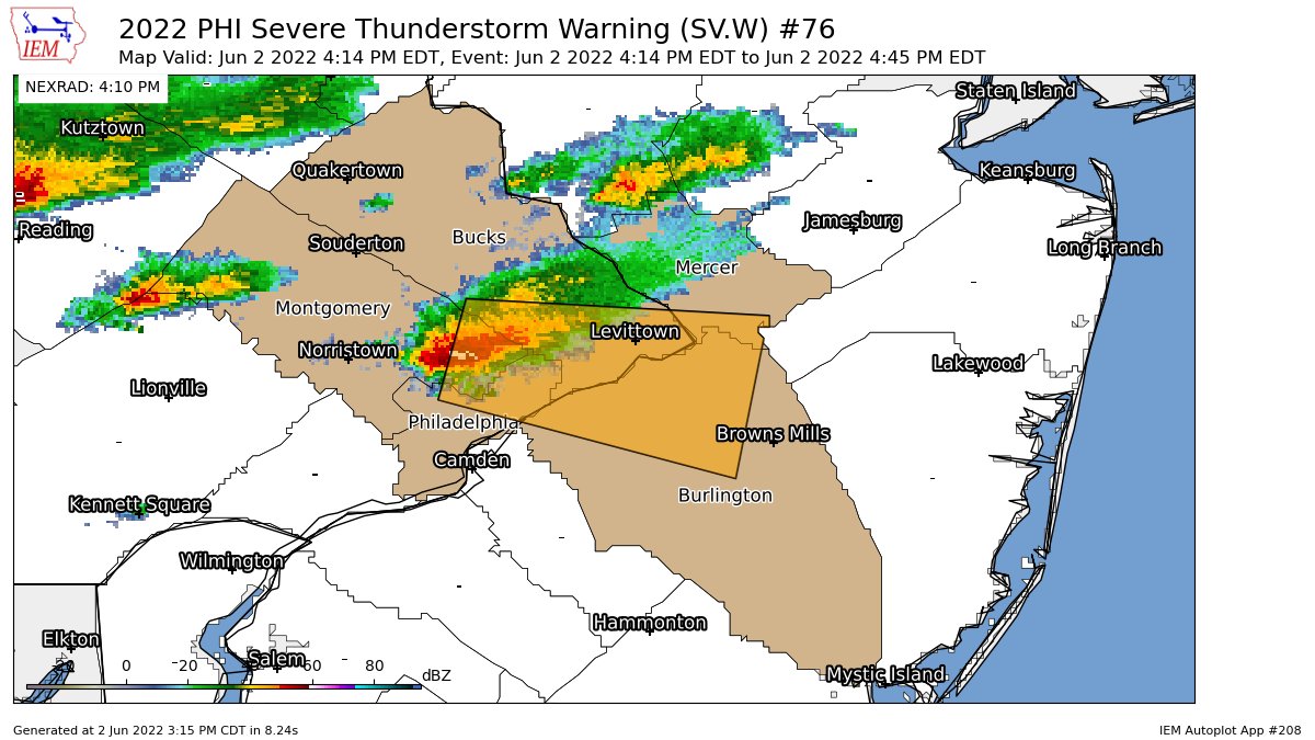 New York Metro Weather on Twitter "PHI issues Severe Thunderstorm
