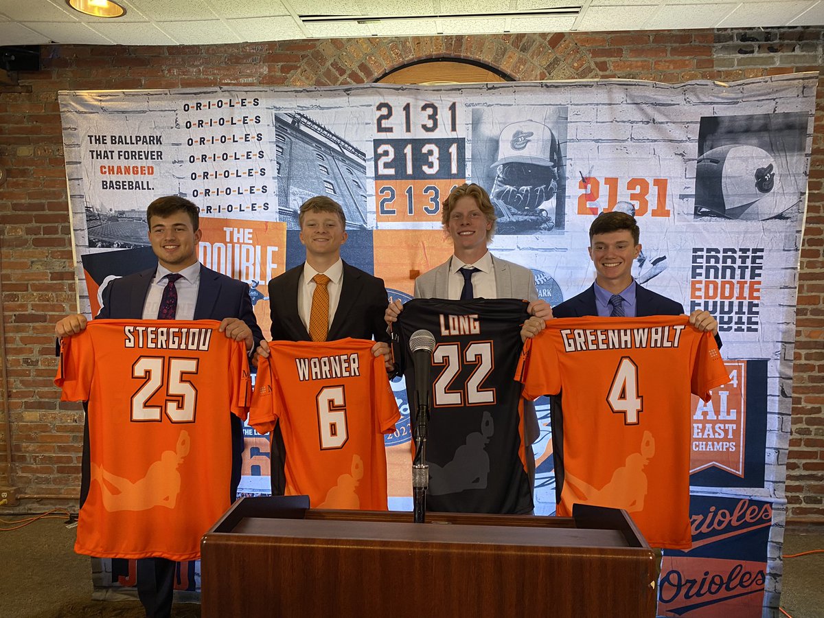 ChrisWa44911041's tweet photo. Corbin and his teammates getting their commemorative jersey for Sunday’s Brooks Robinson All-Star game . Jake and John from Arundel, and Nick from Broadneck. They were all teammates on the Maryland  Monarchs. As well. https://t.co/MzKcsItvEB