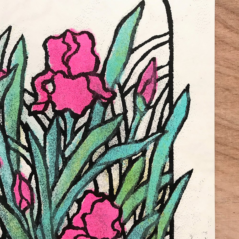 ddccad's tweet photo. So excited to be in the latest issue of Big Mess by Clatter Press! This is my first time having any art risograph printed. These photos don't do the colors justice, they glow like highlighters in real life and the textures are 🤌✨ https://t.co/7oQowRGmyF https://t.co/ccPnkRUwuu