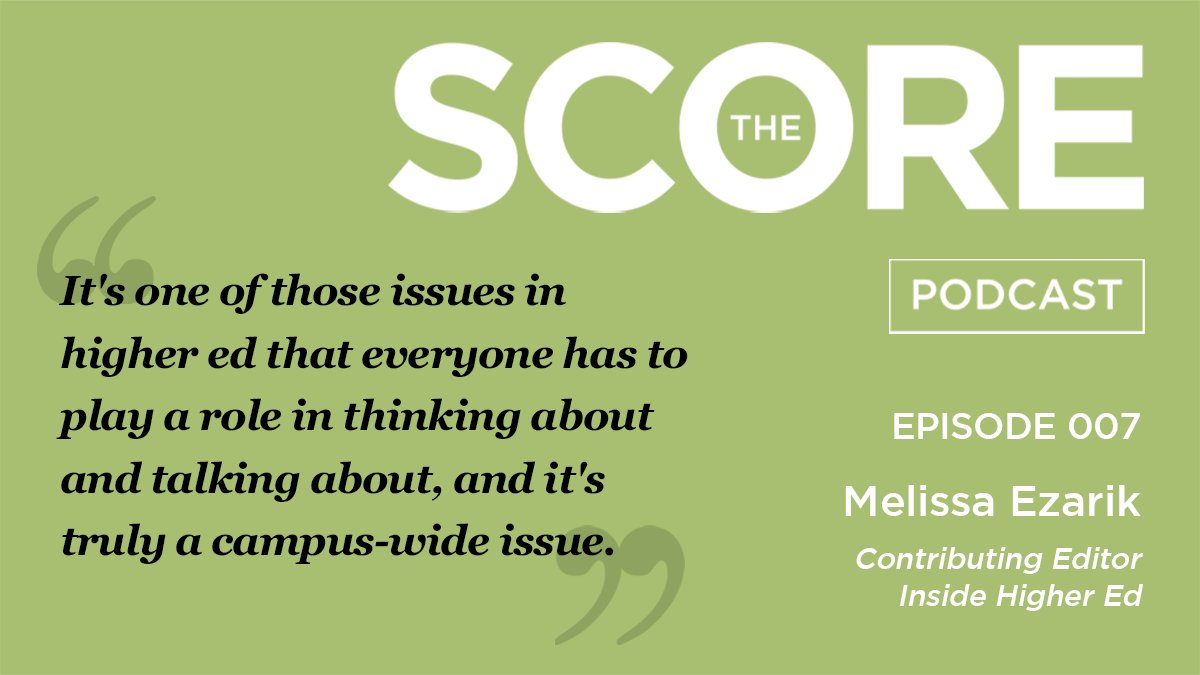 In episode 007 host <a href="/TchersPet/">Kathryn Baron</a> talks with <a href="/MelissaEzarik/">MelissaEzarik</a> about <a href="/insidehighered/">Inside Higher Ed</a>'s Student Voice survey that focused on student behaviors and perspectives related to academic integrity. 

podcastthescore.com/episode-007-me…