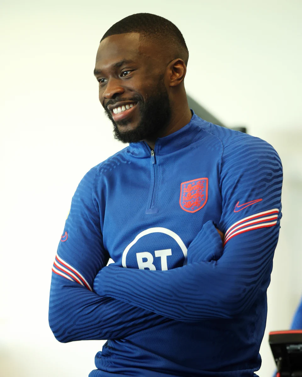 Fikayo Tomori smiles during a session in the gym at St. George's Park.