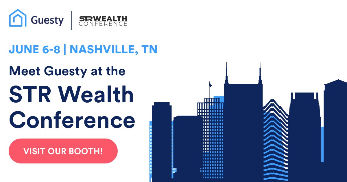 Guesty's tweet image. We’ll be at the #STRWealthConference in #Nashville from 6/6-8! ⚡️

Catch #Guesty alongside #STR industry legends! 

Stop by our booth to meet our team &amp;amp; learn all about our one-stop solution for #shorttermrentals 👋

Register here 👉strwealthconference.com/register/regis…
