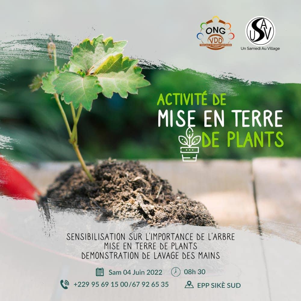 Dans le cadre de la journée de l’arbre 2022, l'ong
#usav sera à l’EPP SIKÈ SUD pour une activité de mise en terre de plants ce samedi 4 juin en collaboration avec l’ong Vision pour un Développement Durable #ONGVDD.