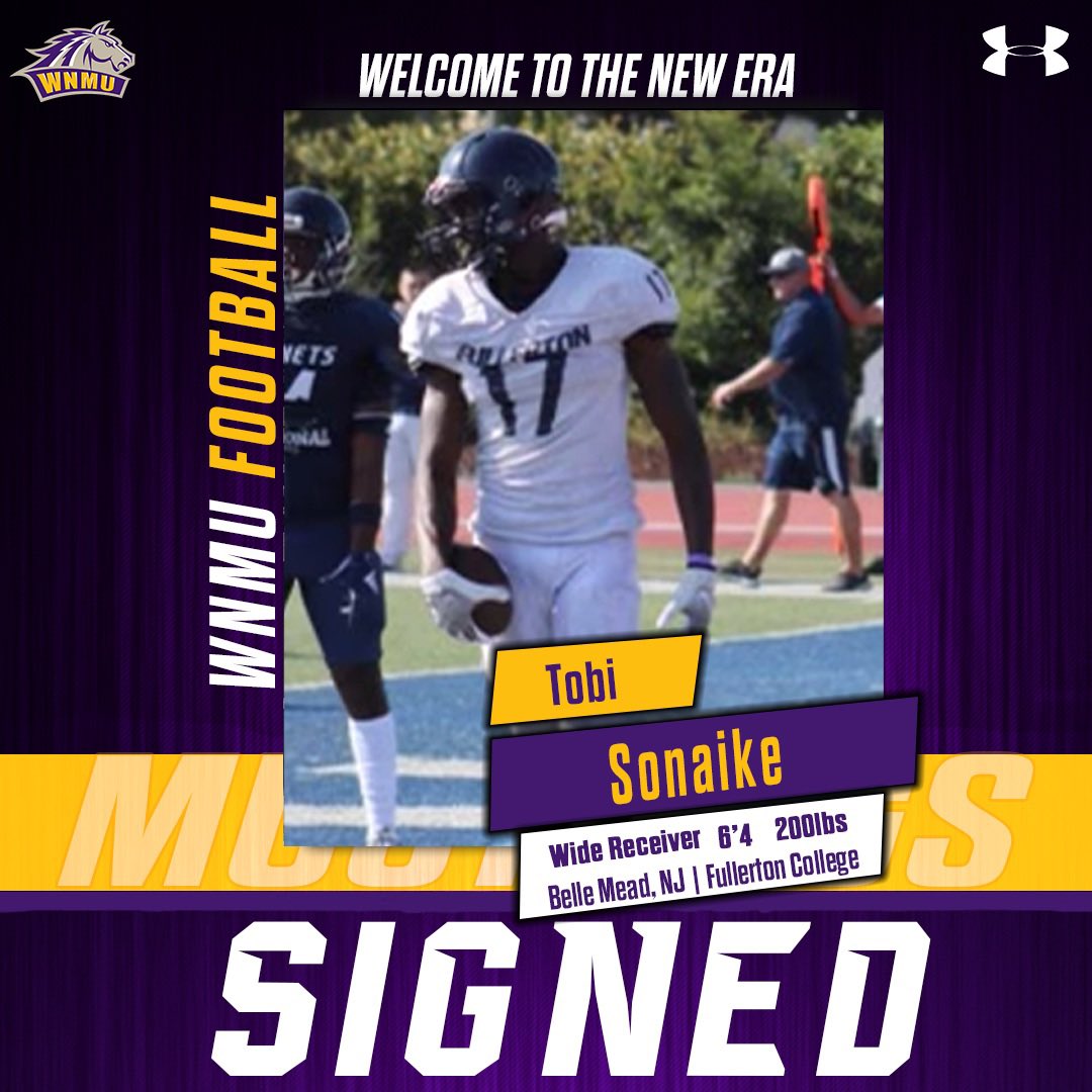 WNMUFootball's tweet photo. 𝐖𝐄 𝐆𝐎𝐓 𝐀 𝐏𝐋𝐀𝐘𝐌𝐀𝐊𝐄𝐑!

Welcome to the Mustang Family, Tobi!
@TobiSonaike1 

#RareBreed | #NewEra https://t.co/mA5fLN2kYA