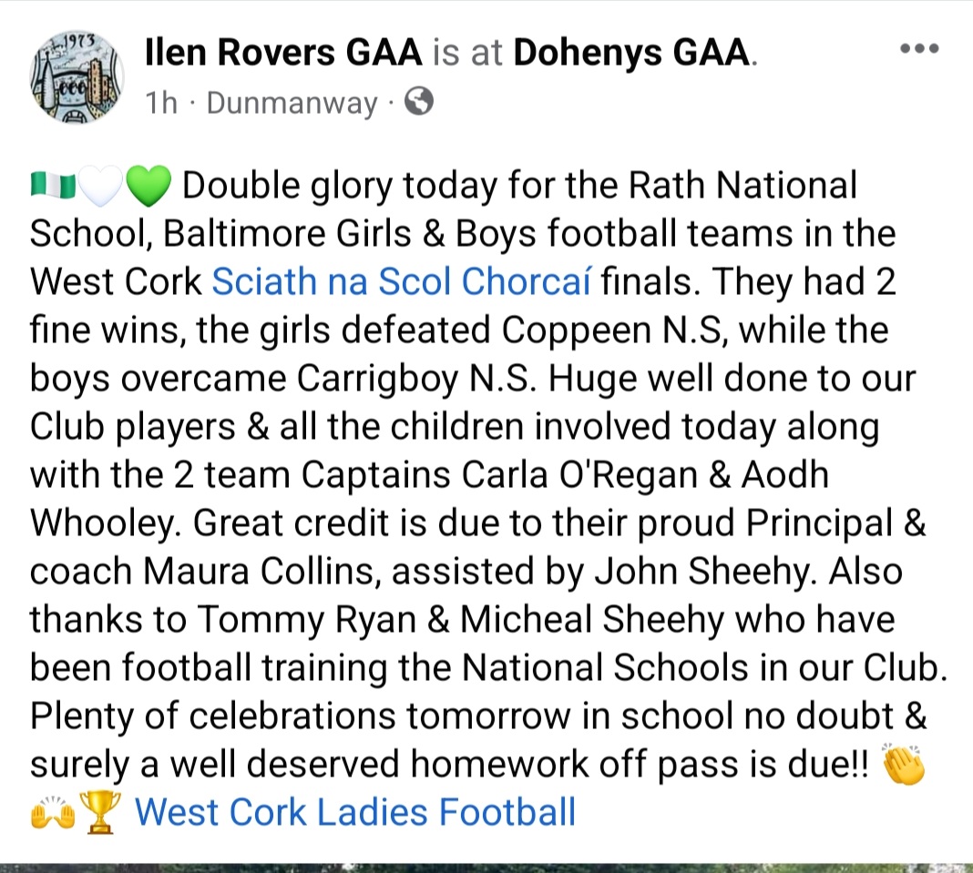 Ilen Rovers LGFA (@ilenroverslgfa) on Twitter photo 🇳🇬🤍💚DOUBLE GLORY for sure!! 👏🙌🏆 <a href="/IlenRoversGAA/">Ilen Rovers GAA LGFA</a> <a href="/sciathnascol/">Sciath na Scol</a> <a href="/sciathnascolwc/">sciathnascolwestcork</a> 🇳🇬🤍💚DOUBLE GLORY for sure!! 👏🙌🏆 <a href="/IlenRoversGAA/">Ilen Rovers GAA LGFA</a> <a href="/sciathnascol/">Sciath na Scol</a> <a href="/sciathnascolwc/">sciathnascolwestcork</a>