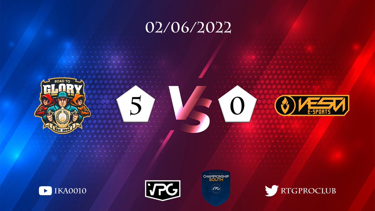 Results of 02/06/2022 at 
<a href="/OfficialVPG/">Virtual Pro Gaming</a> <a href="/VPGEurope/">Virtual Pro Gaming | Europe</a>

🏆 Championship South
🆚 <a href="/vesta_calcio/">VESTA Calcio</a> 
✅ 5-0
⚽️⚽️ <a href="/denkorik/">Deniss Korneiciks</a> 
⚽️ #Vladbeliy10
⚽️ <a href="/IKA13160187/">IKA</a> 
⚽️ <a href="/IDmitrijev/">Ilja Dmitrijev</a> 
🅰️🅰️ <a href="/IKA13160187/">IKA</a> 
🅰️ <a href="/IDmitrijev/">Ilja Dmitrijev</a> 
🅰️ #R0mix_N_The_Hood