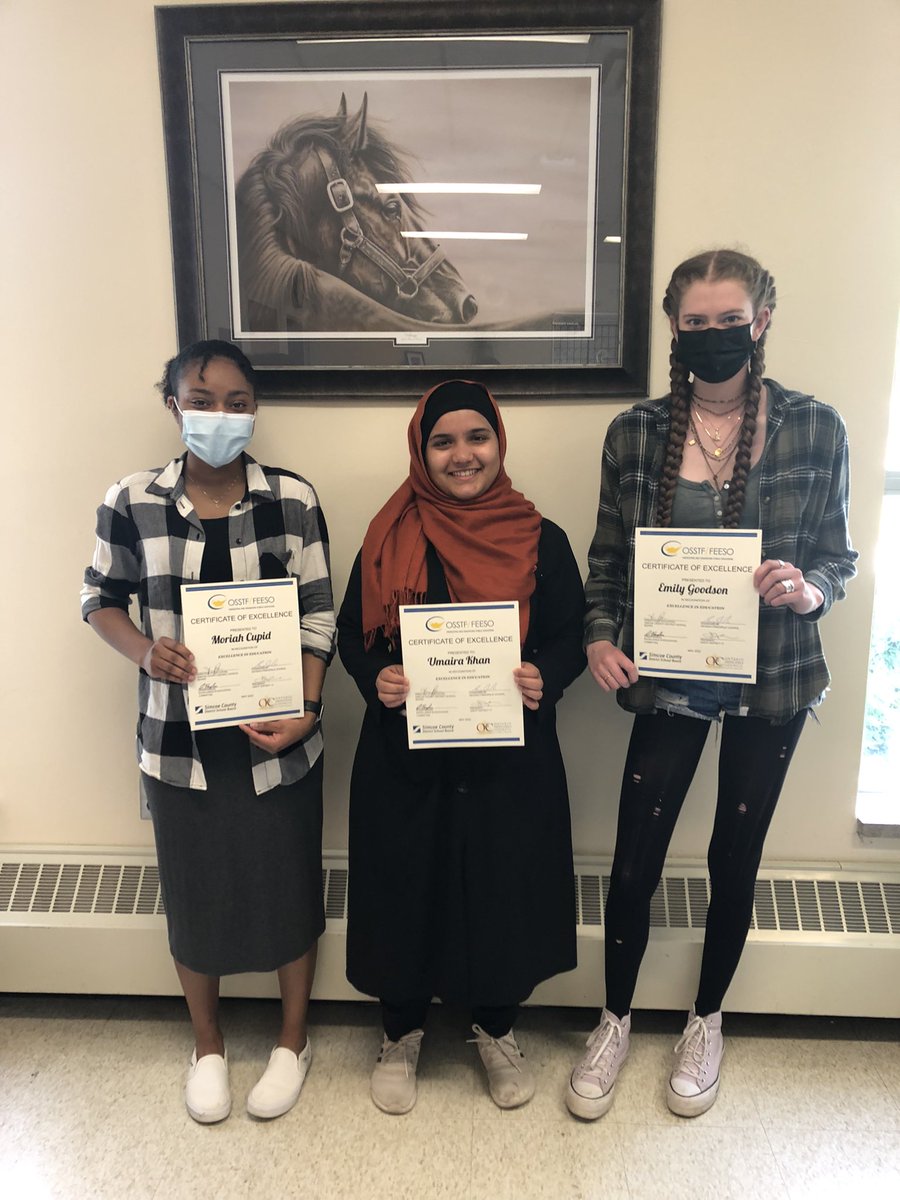 Congratulations to Moriah, Umaira, and Emily our 3 Excellence in Education  winners. You are all amazing exemplary role models at Banting Memorial. Thank-you.