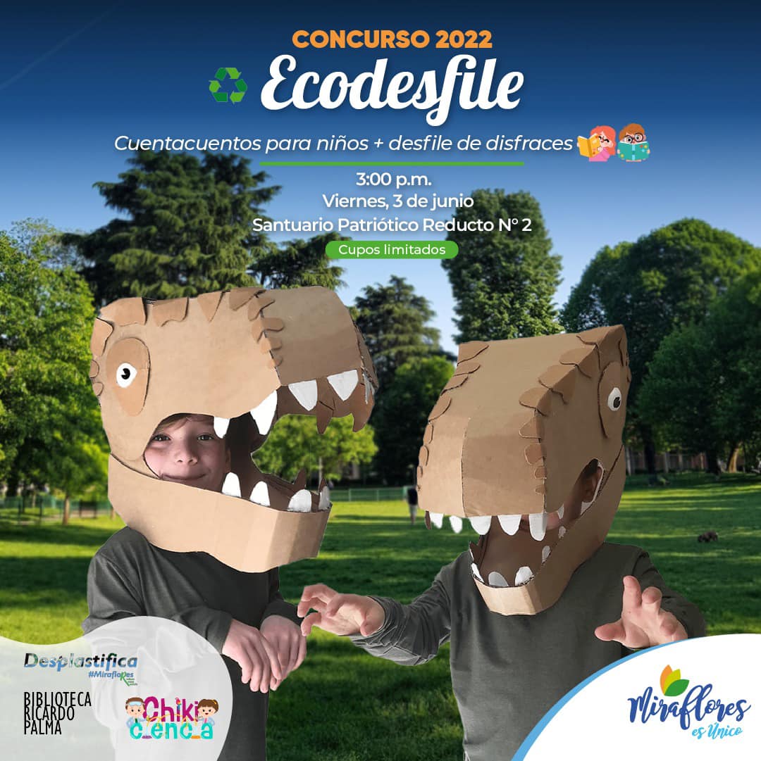 MuniMiraflores's tweet photo. 💚¡Celebramos el #DíaMundialdelMedioAmbiente con el primer Concurso #Ecodesfile 2022!🌎✨
Inscribe los pequeños del hogar y explota su creatividad para crear el mejor #disfraz hecho de materiales reciclados♻️🧒🏽👧🏼
📌Inscripciones: https://t.co/Z39mgc3jmf
📌Informes: 982292982 https://t.co/hmYg8Z48VD
