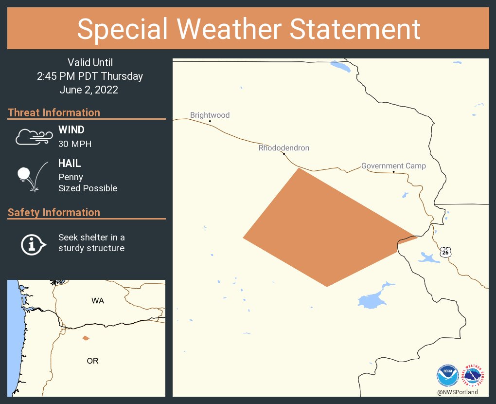 A special weather statement has been issued for Clackamas County, OR until 2:45 PM PDT
