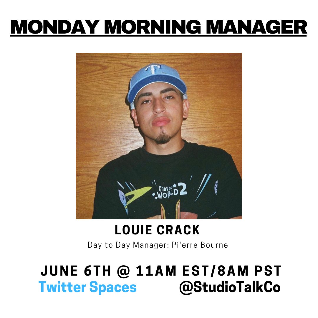 "How do you deal with an idea that doesn’t work?"

Take two! <a href="/ThatzCrack/">crack</a>, day to day manager for <a href="/pierrebourne/">🅿️i'erre 🅱️ourne</a> is coming to #MondayMorningManager

You won’t want to miss this one!

6/6/22 at 11am EST on @TwitterSpaces 

x.com/i/spaces/1YqGo…