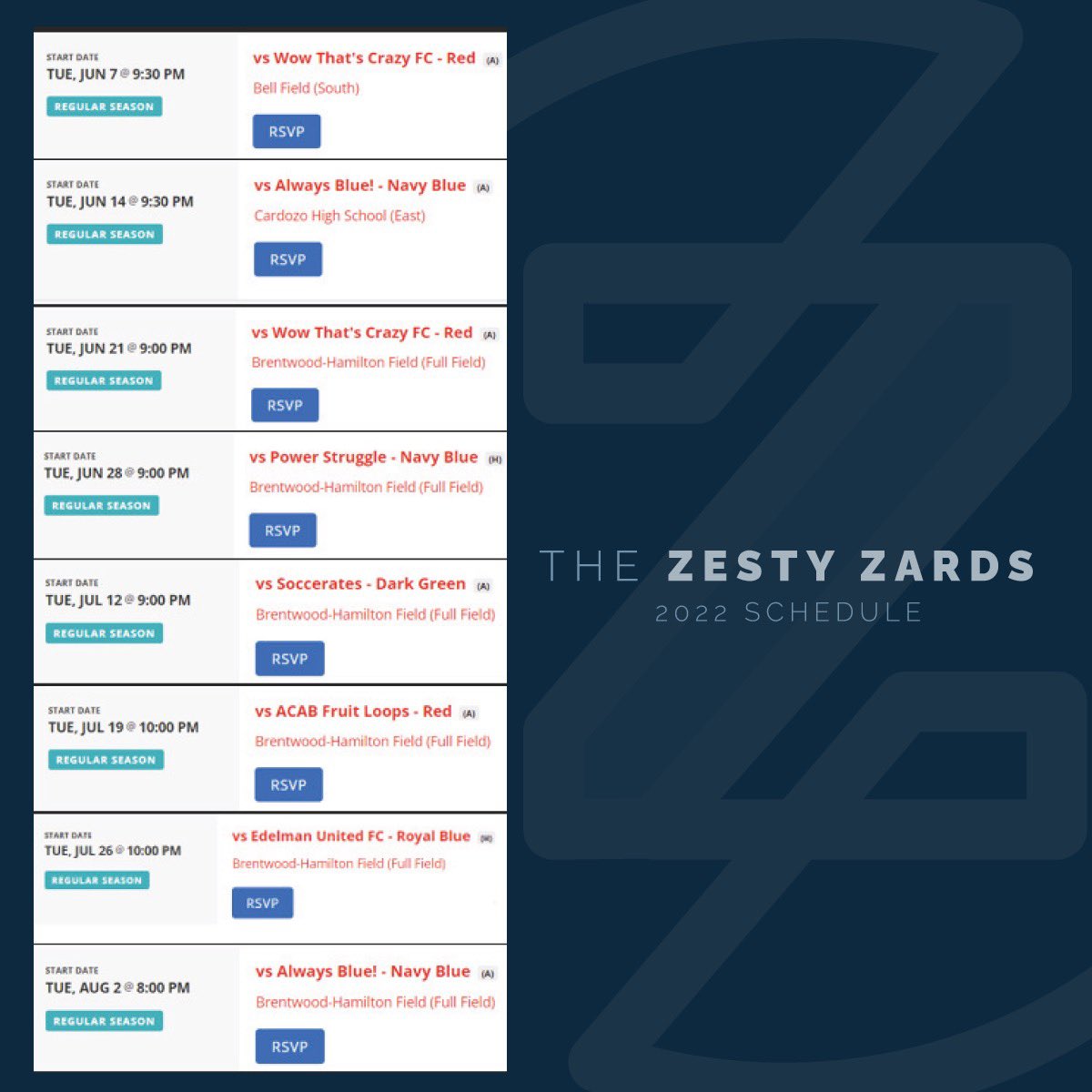 BREAKING: The 2022 Schedule is out! See you next Tuesday!