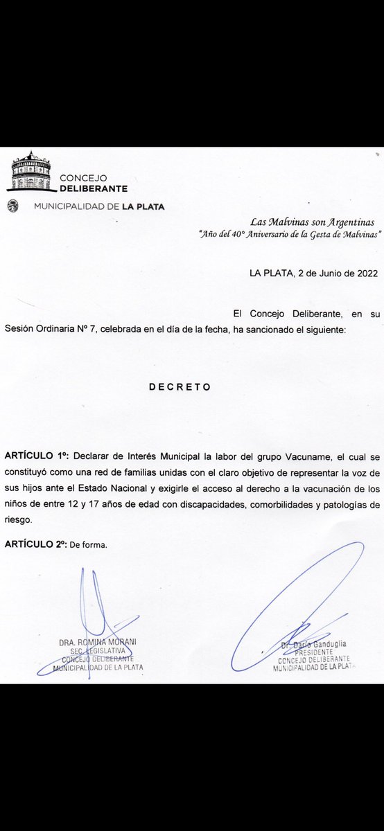 vacuna_me's tweet photo. El Concejo Deliberante de La Plata declaró de Interés Municipal a la Red Vacuname https://t.co/QEZpcdF23S