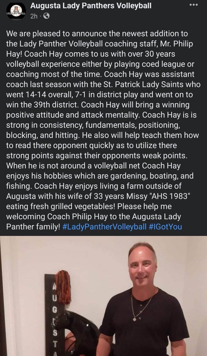 AugustaVolley's tweet photo. Joining our staff as assistant coach Phillip Hay brings much more than skills and rotations to the table. His outlook on molding young athletes into better people makes him fit well into our system and what we are building here! Welcome Coach Hay! https://t.co/uPt1sGe2vL