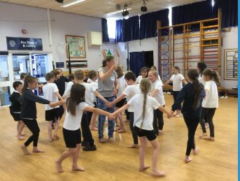 We've been so fortunate today to have Sally <a href="/sallycscape/">cscape</a> teaching each group a dance based on the Platinum Jubilee; using circles to compose duets around crowns, hats and orbs. We used unison, cannon and group movements in our dance to build up to our performances to each other.