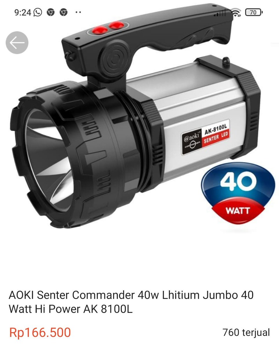 Toko33kuShop's tweet image. AOKI Senter Commander 40w Lhitium Jumbo 40 Watt Hi Power AK 8100L #senter #lampu senter #senterled #aoki #senteraoki #sentermurah #senterbagus #senterledmurah  shope.ee/8eo6eJNVMx