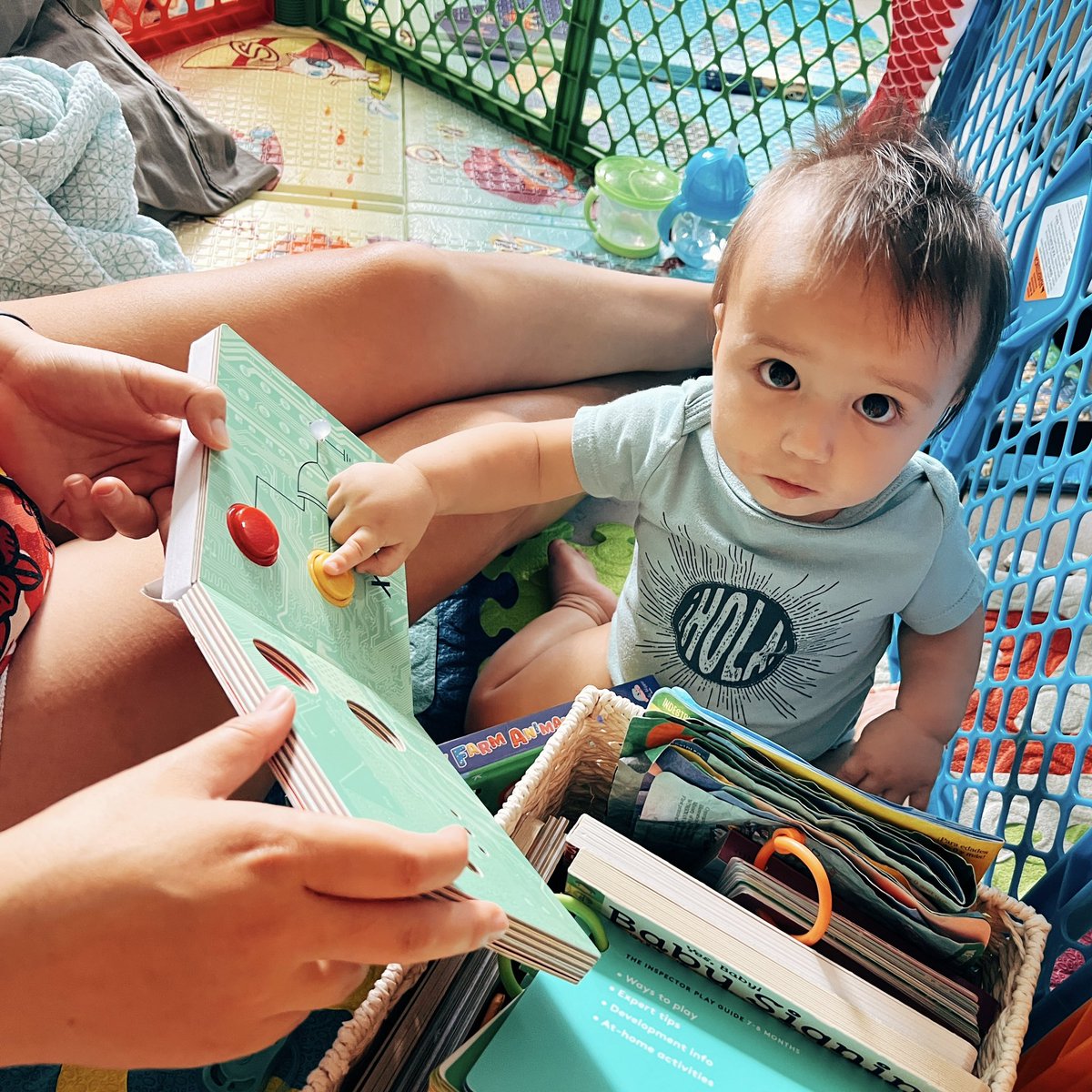 SpyHI's tweet photo. Javi has figured out button-pressing on his #ComputerEngineeringForBabies book! Heβs got OR down, still working on AND! π https://t.co/o9pLqpkjjn