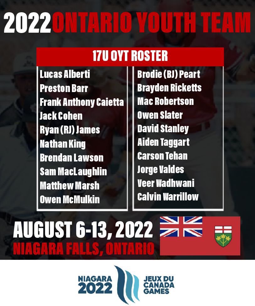 Excited for the opportunity to play with a great group of guys! @BaseballOntario @2022CanadaGames #RoadtoGold